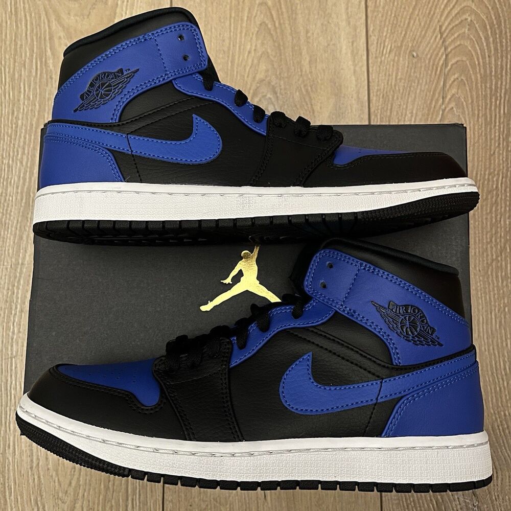 Nike Air Jordan 1 Mid Hyper Royal Tumbled Leather Size 8.5